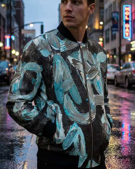 Bomber réversible en soie pour homme