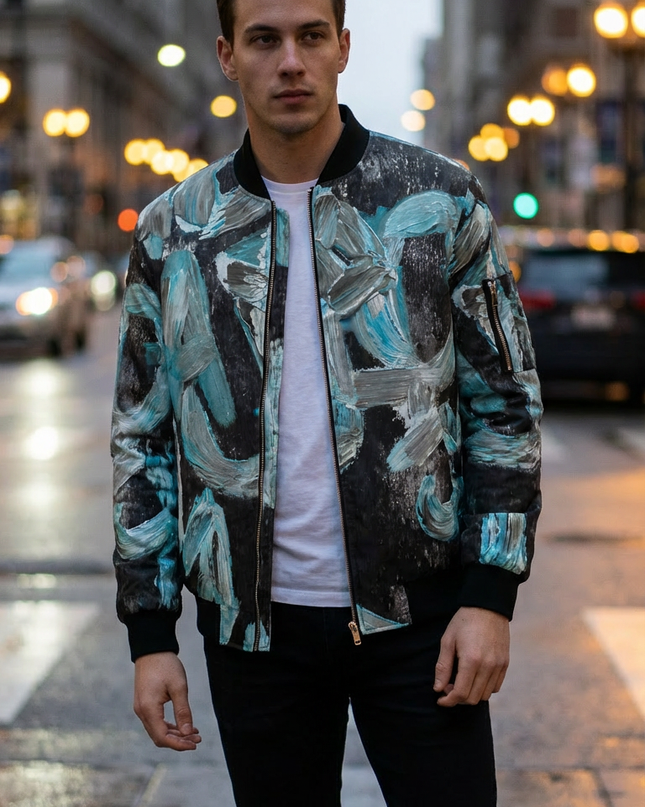 Bomber réversible en soie pour homme