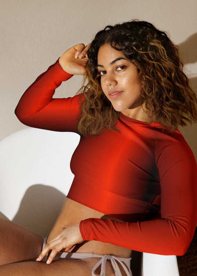 Recycled long-sleeve crop top